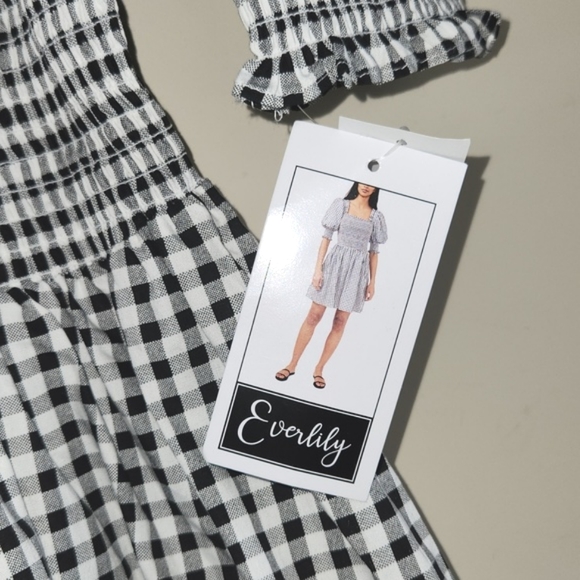 EVERLILY BLACK AND WHITE CHECKERED DRESS SMOCK DETAIL SIZE M NEW WITH TAGS - Picture 7 of 9